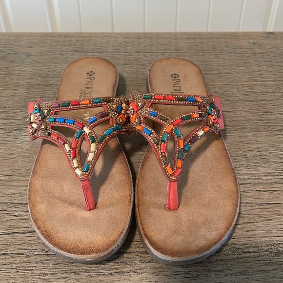 Patrizia by Spring Step multi colored beaded sandals 9 39EU - Picture 1 of 5